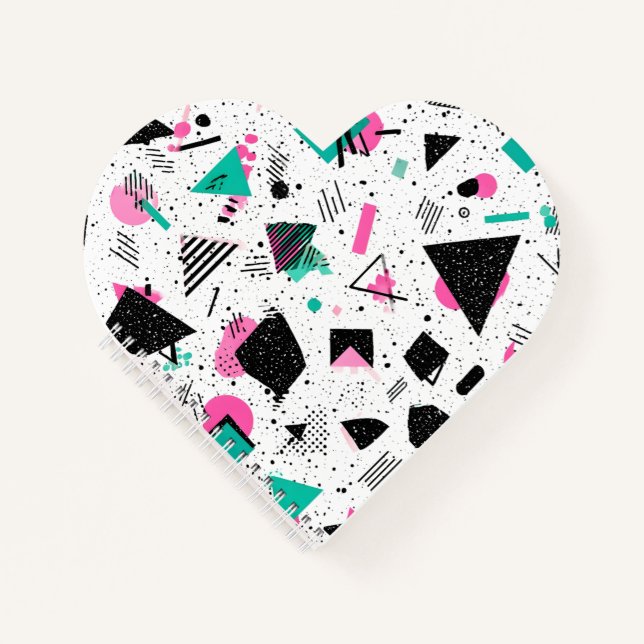 Retro Memphis Geometric Pattern Notebook (Front)