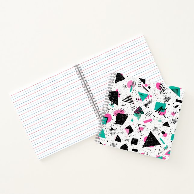 Retro Memphis Geometric Pattern Notebook (Inside)