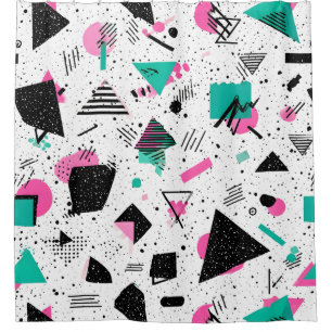 Retro Memphis Geometric Pattern Shower Curtain