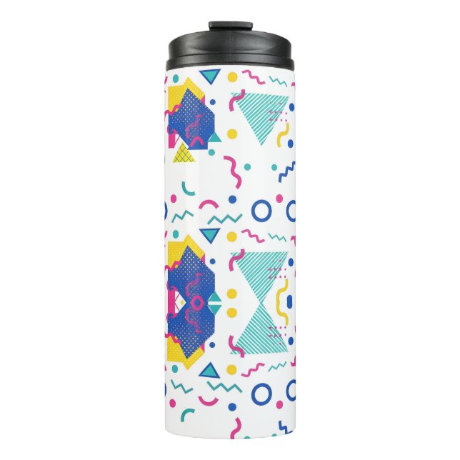 Retro Memphis Geometric Pattern Thermal Tumbler (Front)