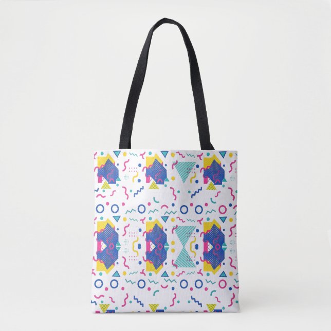 Retro Memphis Geometric Pattern Tote Bag (Front)