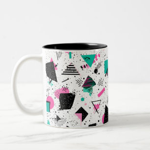 Retro Memphis Geometric Pattern Two-Tone Coffee Mug