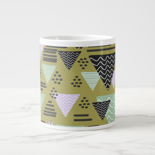 Retro Memphis Style Geometric Triangles Art Mug (Front)