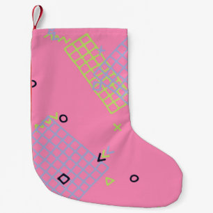 Retro Memphis Texture. Seamless Background in Tren Small Christmas Stocking