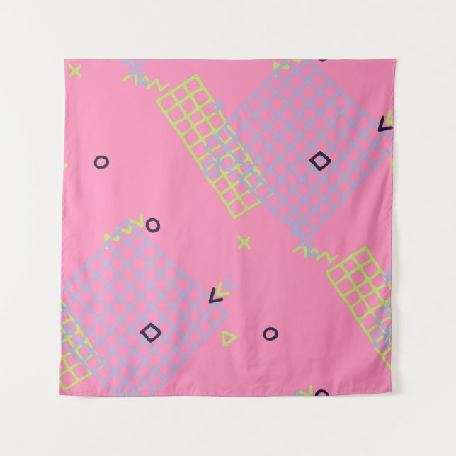 Retro Memphis Texture. Seamless Background in Tren Tapestry (Front)