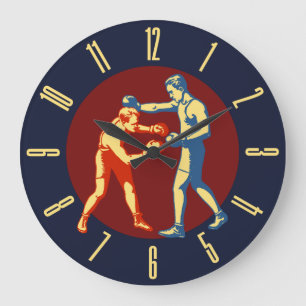 Retro Men Boxing Large Clock