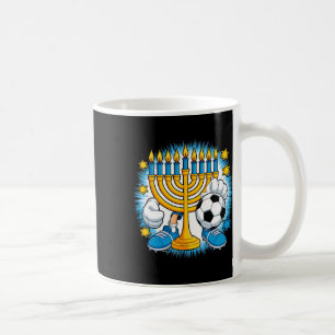 Retro Menorah Playing Soccer Happy Hanukkah Pjs Bo Coffee Mug