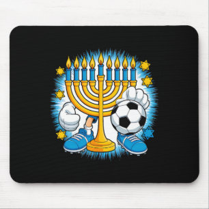 Retro Menorah Playing Soccer Happy Hanukkah Pjs Bo Mouse Pad