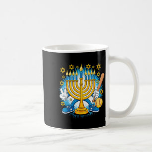 Retro Menorah Playing Softball Happy Hanukkah Pjs  Coffee Mug
