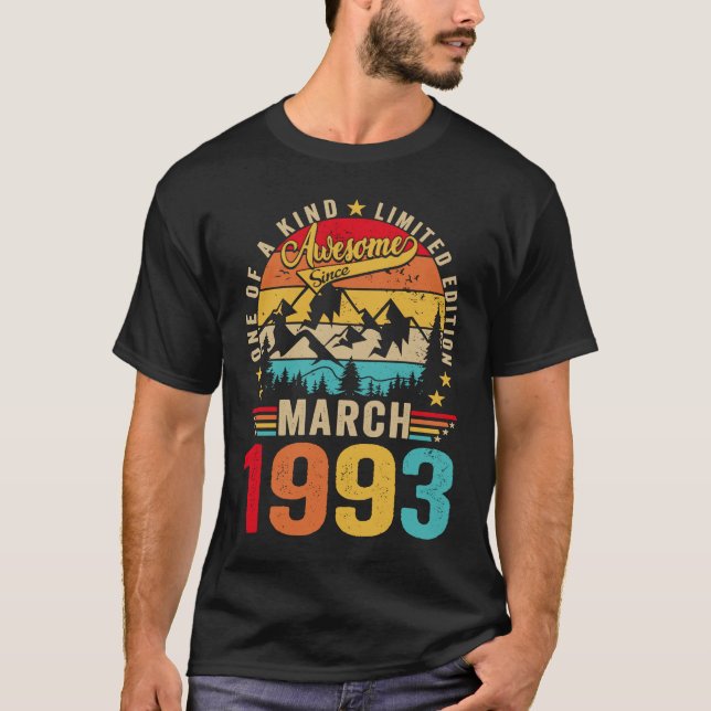 Retro Mens 30th Birthday  30 Years Awesome March 1 T-Shirt (Front)