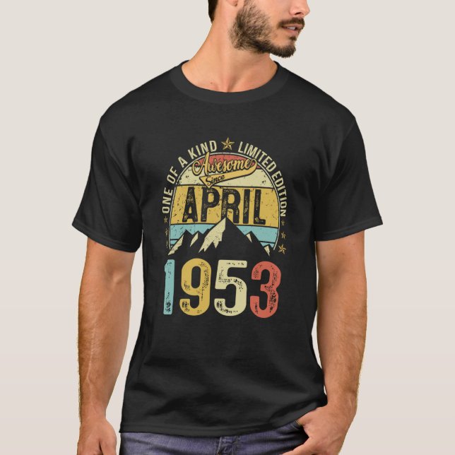 Retro Mens 70th Birthday 70 Years Awesome April 19 T-Shirt (Front)