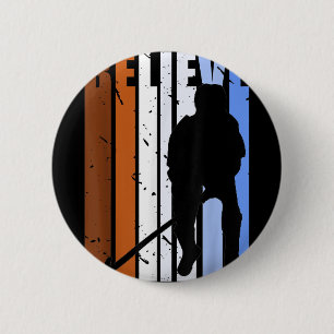 Retro Mens Field Hockey Player Birthday Boys Vinta 6 Cm Round Badge