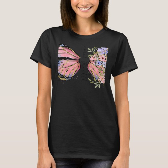 Retro Mental Health Awareness Butterfly Floral T-Shirt (Front)