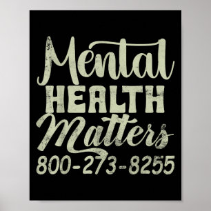 Retro Mental Health S 800-273-8255 Awareness Poster