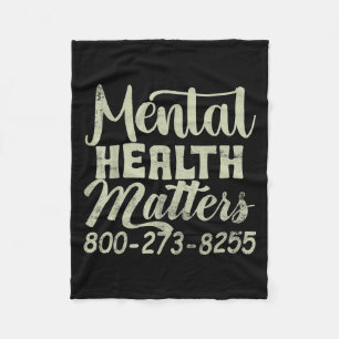 Retro Mental Health S 800-273-8255 - Mental Health Fleece Blanket