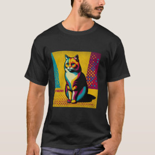 Retro Meows Distressed Pop Cat Art 80s Vintage T-Shirt