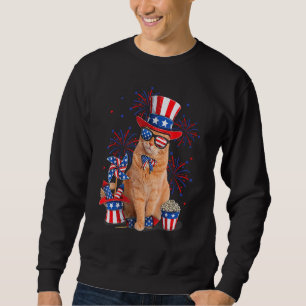 Retro Mericat Cat Sunglasses American Flag 4th Of Sweatshirt