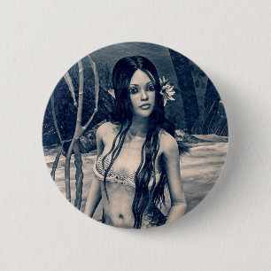 Retro Mermaid 6 Cm Round Badge