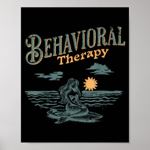 Retro Mermaid Behaviour yst Beach Summer ABA Poster