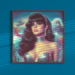 Retro Mermaid Pin-up Poster