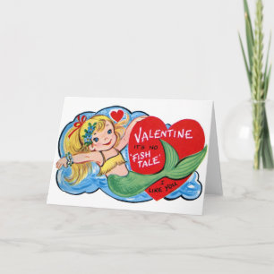 Retro Mermaid Valentine's Day Card