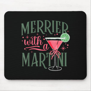 Retro Merrier With A Martini Tail Lover Merry Xmas Mouse Pad