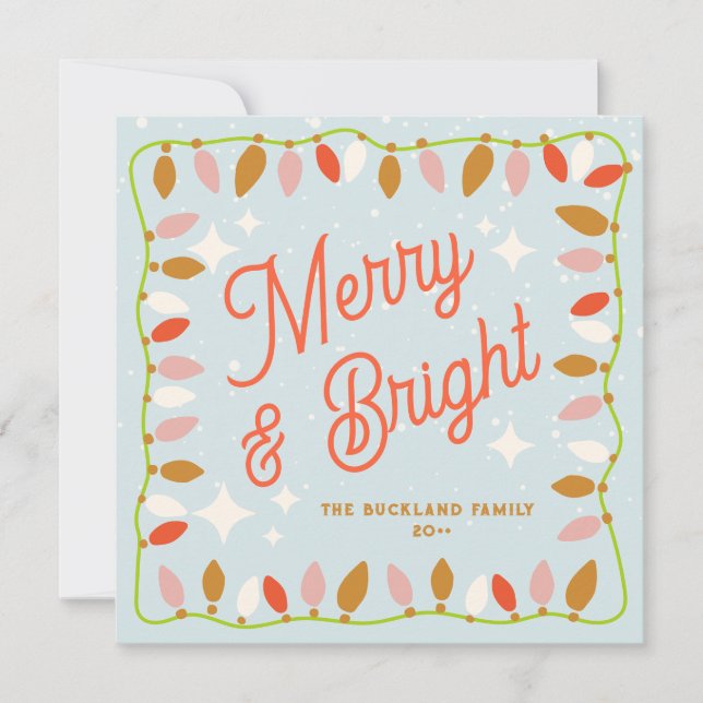 Retro Merry and Bright Christmas Lights Invitation (Front)