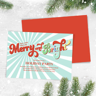Retro Merry and Bright Christmas Party Invitation