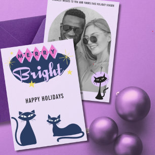 Retro Merry and Bright Christmas Photo Holiday Card