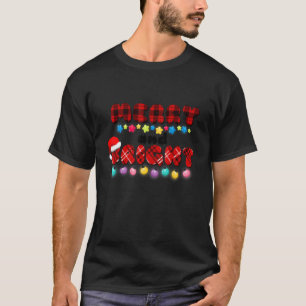 Retro Merry And Bright Christmas Winter Vibes Sant T-Shirt