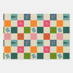 Retro Merry and Bright Christmas Wrapping Paper