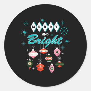 Retro Merry And Bright Mid-century Modern Christma Classic Round Sticker