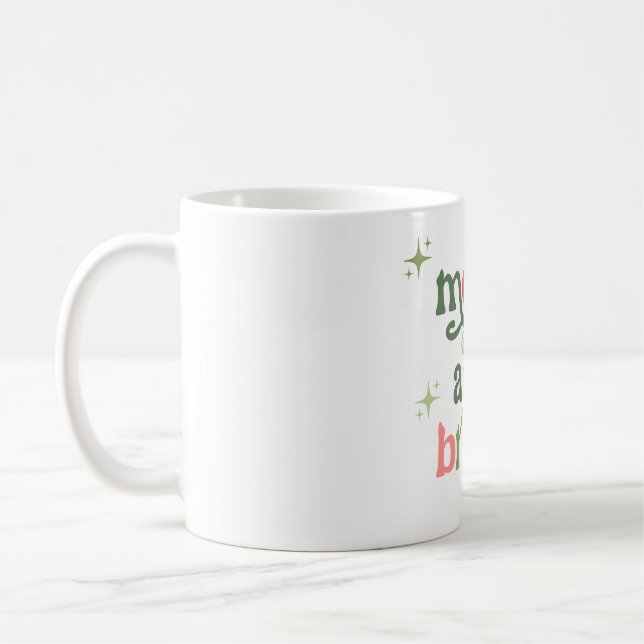 Retro Merry And Bright Mug Christmas Holiday Mug (Left)