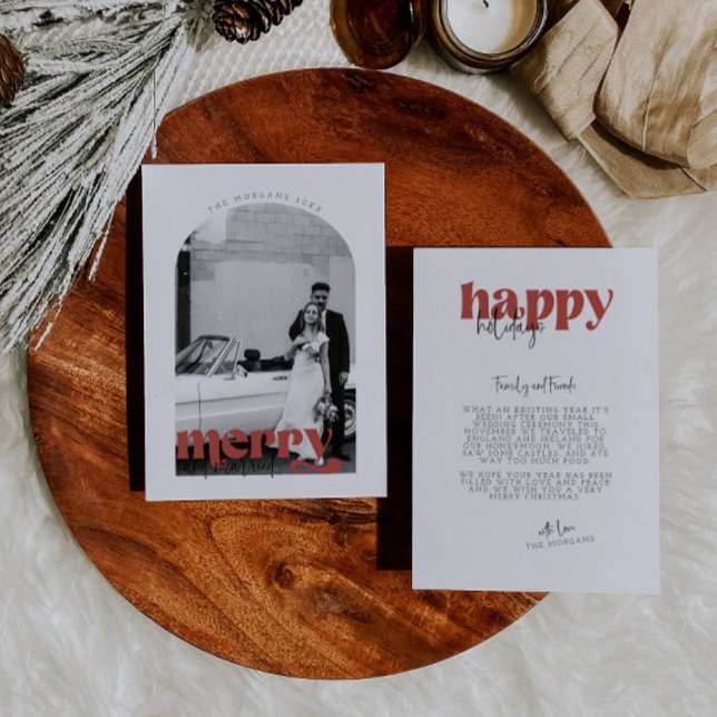 Retro Merry and Married Holiday Card (Creator Uploaded)