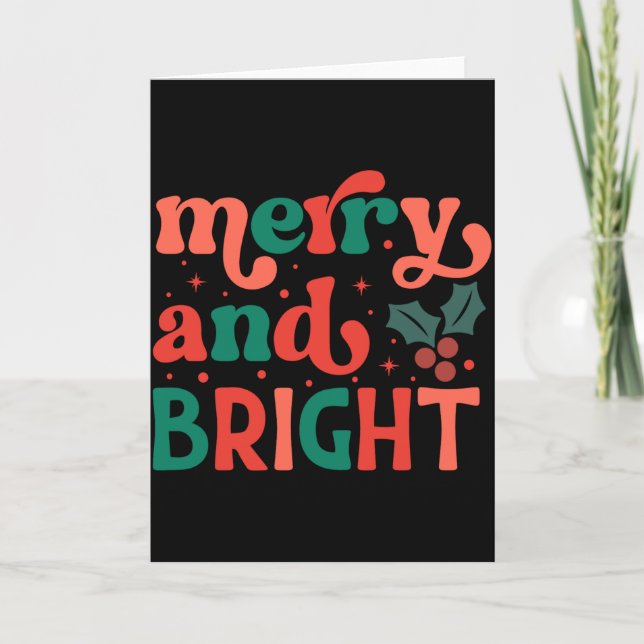 Retro Merry Bright Christmas Baby  Card (Front)