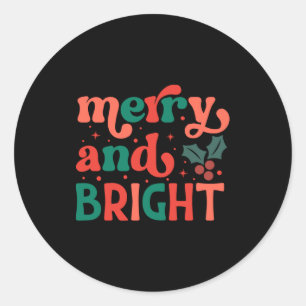 Retro Merry Bright Christmas Baby  Classic Round Sticker