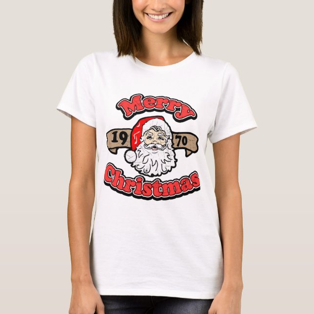 Retro Merry Christmas 1970 Santa  T-Shirt (Front)