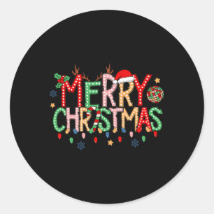 Retro Merry Christmas 2024 Family Matching Xmas Pa Classic Round Sticker