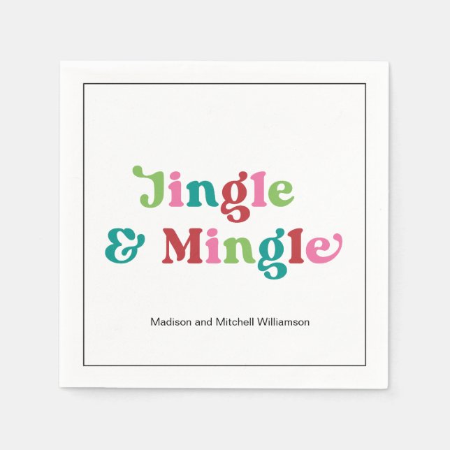 Retro Merry Christmas Bright Fun Holiday Christmas Napkin (Front)