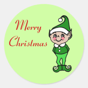 Retro Merry Christmas Elf Stickers
