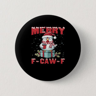 Retro Merry Christmas F-Caw-F Chicken 6 Cm Round Badge