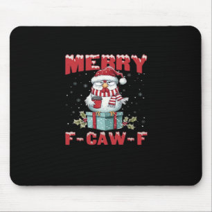 Retro Merry Christmas F-Caw-F Chicken Mouse Pad