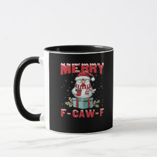 Retro Merry Christmas F-Caw-F Chicken Mug
