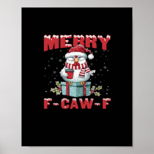 Retro Merry Christmas F-Caw-F Chicken  Poster