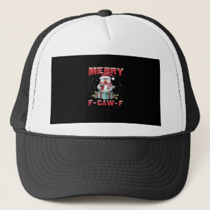 Retro Merry Christmas F-Caw-F Chicken  Trucker Hat