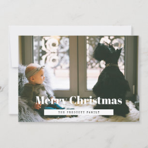 Retro Merry Christmas family photo Holiday Card