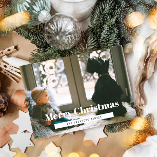 Retro Merry Christmas Family Photo Holiday Card