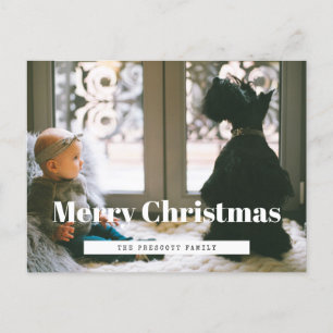 Retro Merry Christmas family photo Postcard