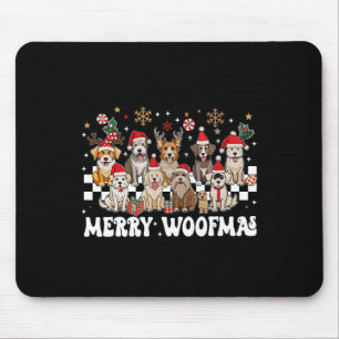 Retro Merry Christmas For Dog Woofmas Reindeer Chr Mouse Pad