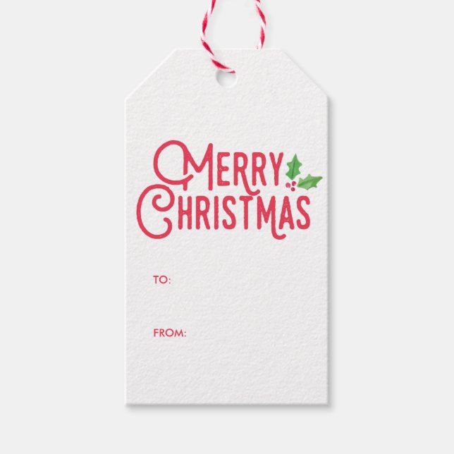 Retro Merry Christmas Gift Tags (Front)